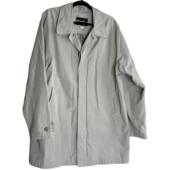 Eddie Bauer Trench Coat Men Large Tan Fall Winter Eddie Trench Classic Dark Sand - Picture 1 of 13